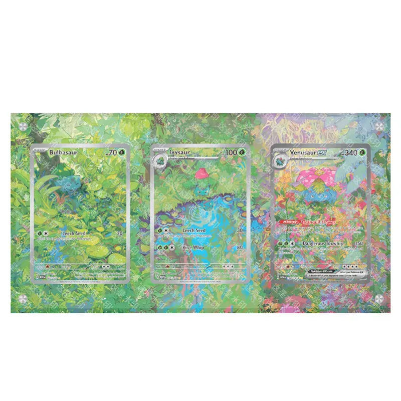 Dealdex Présentoir acrylique trois carte Pokémon – Bulbizarre - Herbizarre - Florizarre - 151