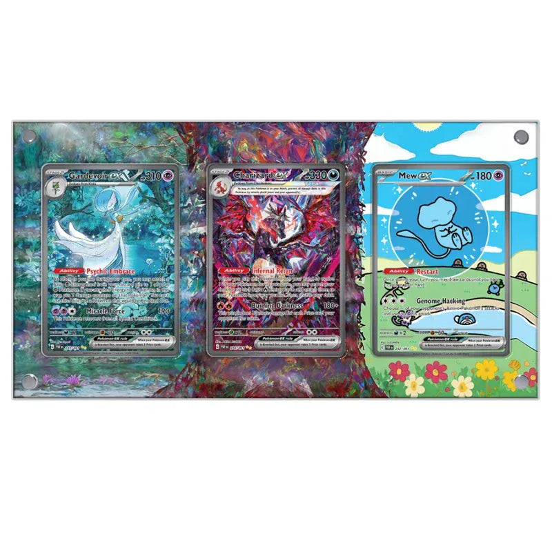 Dealdex Présentoir acrylique trois carte Pokémon – Mew Bubble - Dracaufeu