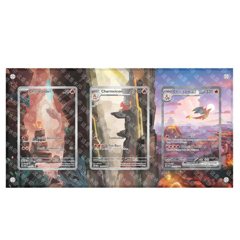 Dealdex Présentoir acrylique trois carte Pokémon – Salamèche - Reptincel - Dracaufeu - 151